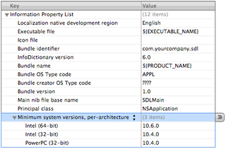 Minimum system versions per-architecture